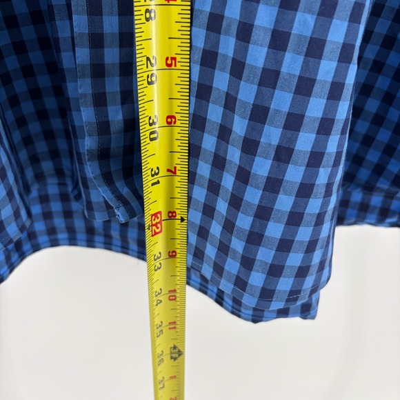 Lands End Mens 3XL T Traditional Fit Blue Gingham Short Sleeve Button Down Shirt - Picture 8 of 10